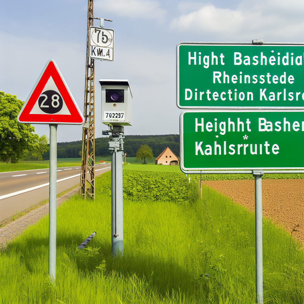Messstelle 76287 Rheinstetten, B 36, km 0.4, Höhe Basheide Rtg. Karlsruhe