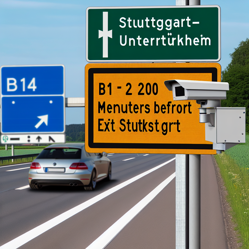 Messstelle Stuttgart-Untertürkheim, B14, 200m vor ausfahrt Benzstr in Rtg. Stuttagrt